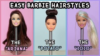 5 Easy Barbie Doll Hairstyles Tutorial [upl. by Annaya]