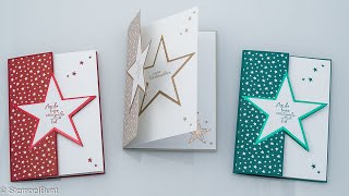 ANLEITUNG  Weihnachtskarte  Christmascard quotSternquot mit Doppeleffekt mit StampinUp® [upl. by Lemire]