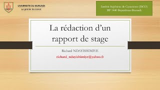 Comment rédiger le rapport de stage [upl. by Rehposirhc]