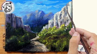 Como pintar un Paisaje con Acrilico [upl. by Rianna]