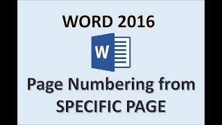 Word 2016  Page Numbers Starting from Specific Number  How to Add Insert Start Put on Pages in MS [upl. by Limak]