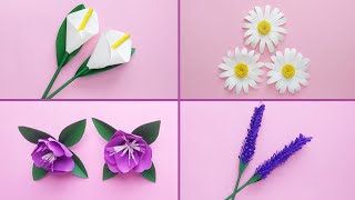 DIY  4 FLORES de papel  FLORES fáciles de hacer  Paper FLOWERS  Muy Lindas  Para Decorar 🎉😍 [upl. by Lirva292]