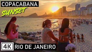 Walking Copacabana Beach at Sunset 🇧🇷  Boardwalk  Rio de Janeiro Brazil  【4K】 2021 [upl. by Biagi790]