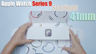 Unboxing Apple Watch Series 9 Starlight 41mm [upl. by Ahsocin832]