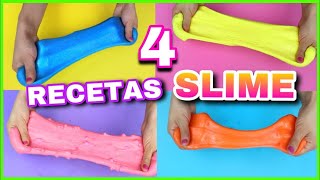 4 RECETAS PARA HACER SLIME  SLIME FÁCIL Y SIN BÓRAX  NatyGloss [upl. by Akela]