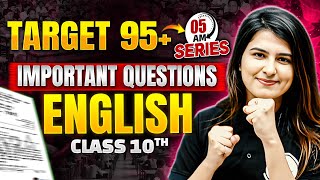 MP Board Class 10th English Important Questions 2025  5 AM Series  MP Board Wallah Class 10 [upl. by Ardnola]