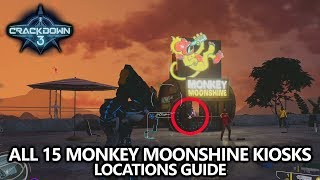 Crackdown 3  All 15 Monkey Moonshine Kiosks Locations Guide  Party Police Achievement [upl. by Fernanda]