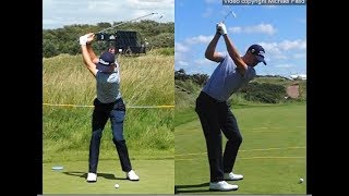 Justin Thomas golf swing  Long Iron faceon amp downtheline July 2017 [upl. by Seuguh]