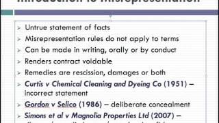 Misrepresentation Lecture 1 of 4 [upl. by Messab]