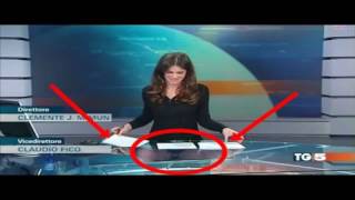 Italian TV presenter Costanza Calabrese accidentally flashes audience 5 [upl. by Ettennad446]