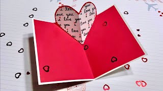 Pop Up Heart Card  Easy No dies needed [upl. by Drofdeb674]