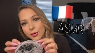 ASMR trying to speak FRENCH 🇫🇷 Close up whispers amp fluffy mic scratching ❤️ [upl. by Eissehc]