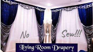 DIY NO SEW LIVING ROOM CURTAIN IDEA  CURTAIN IDEA FOR LIVING ROOMS [upl. by Addam]